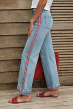 Red lines & flower jeans