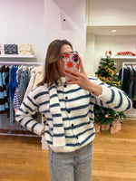 Striped cardigan + scarf