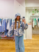 Rain jacket blue print