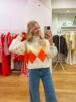 Cable sweater orange & yellow