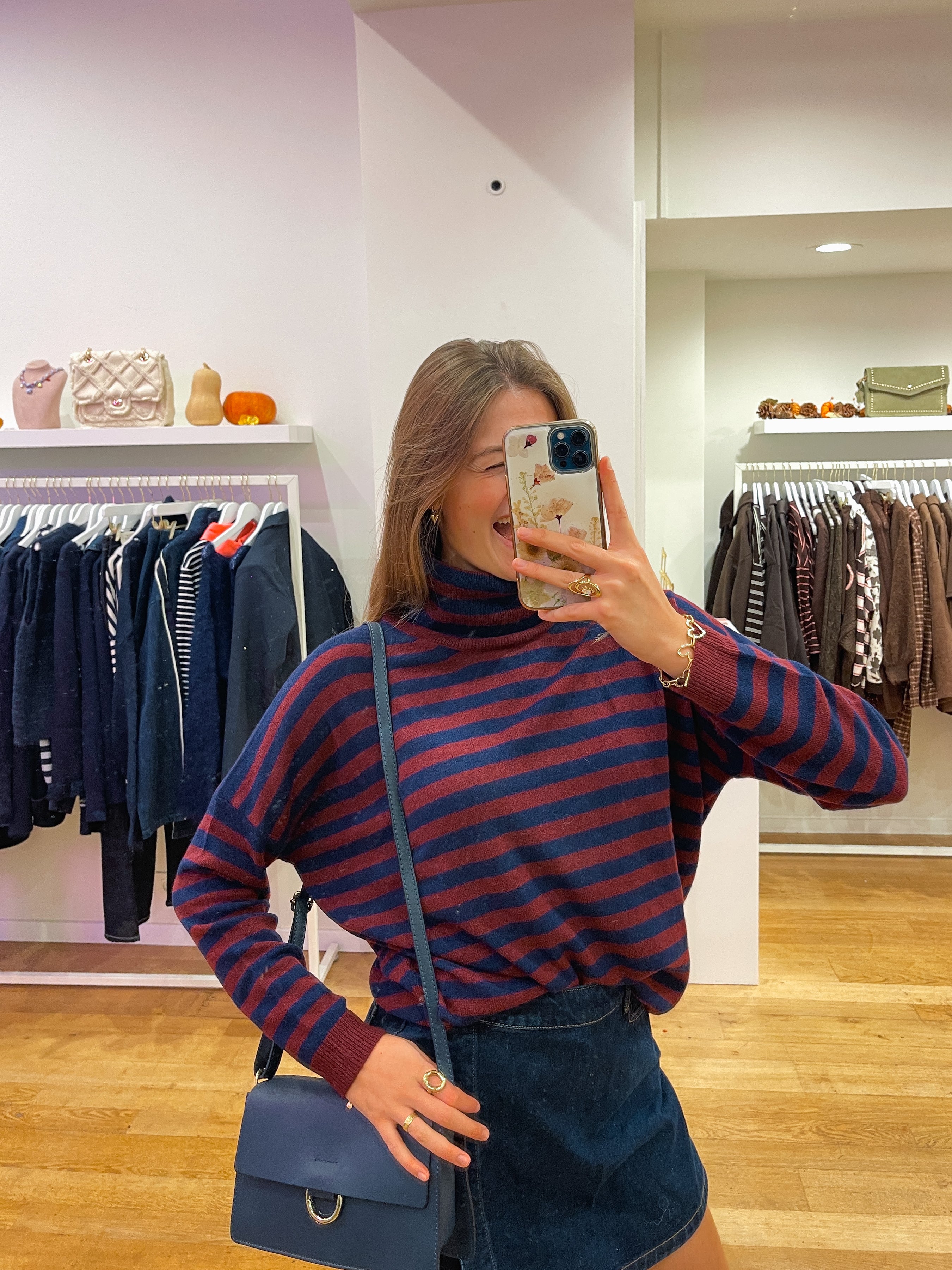 Colle striped sweater navy/bordeaux
