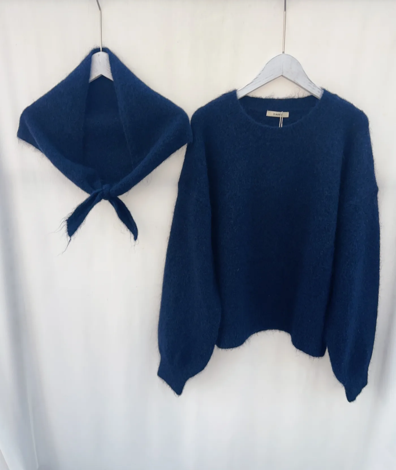 Navy sweater + scarf