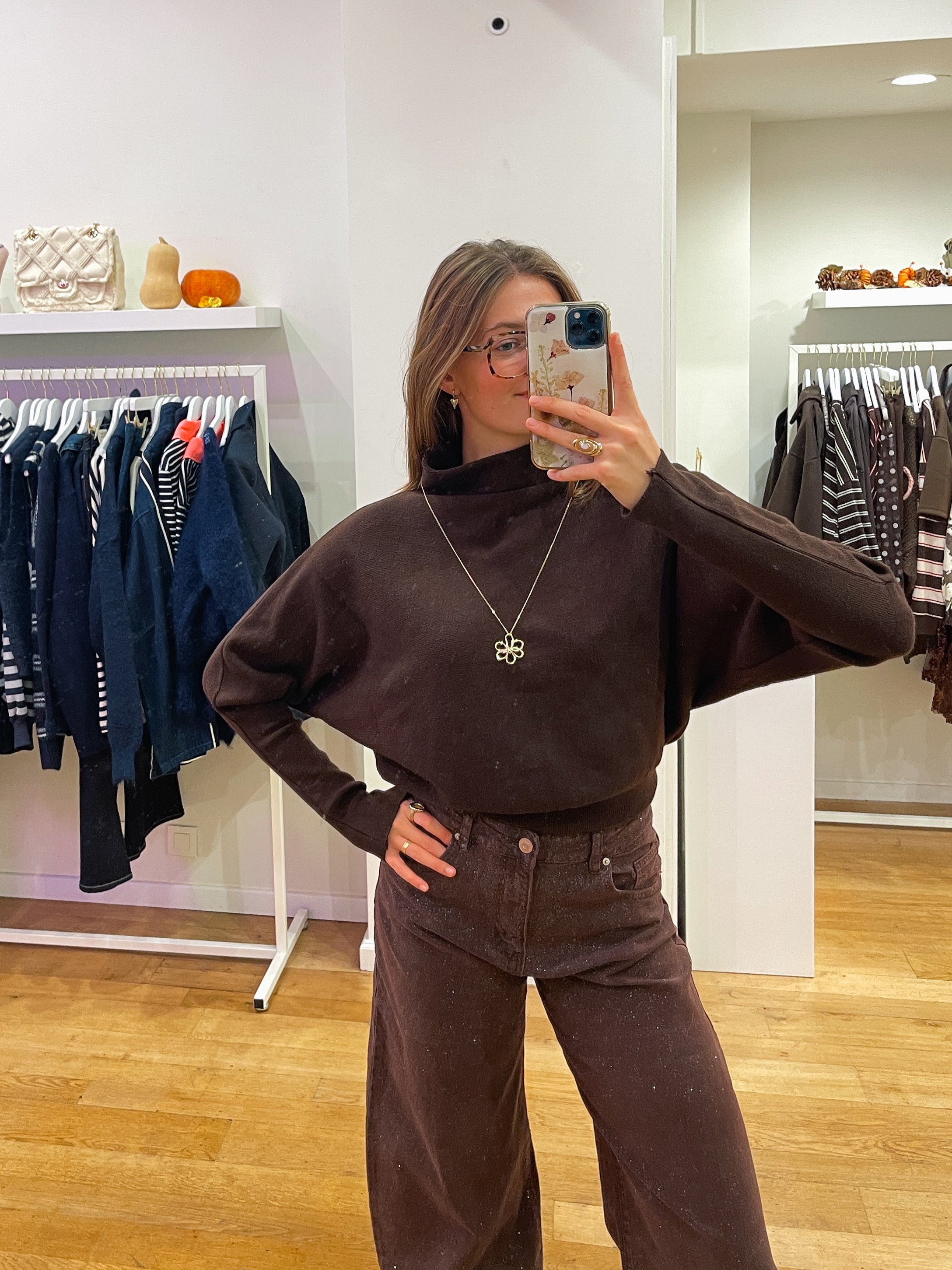 Longsleeve colle brown