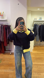 Yello & navy zipper sweat