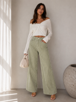 Green striped jeans