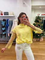 Debardeur navy+ lace top yellow