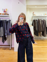 Polka sweater navy & red