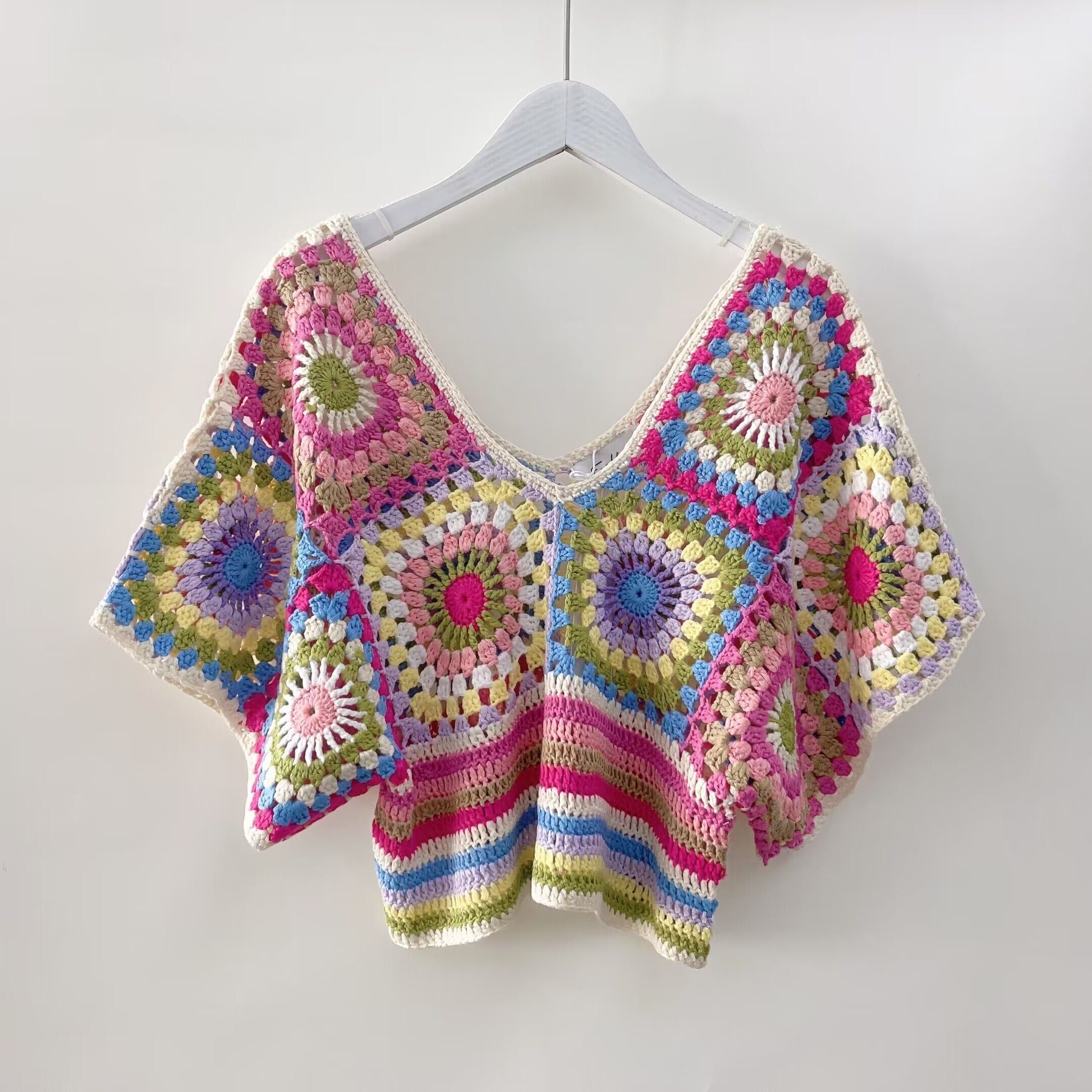 Crochet top + hairclip greyblue
