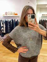 Lace + striped debardeur brown