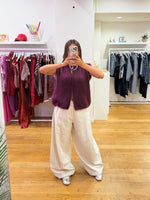 Kid mohair zipper aubergine
