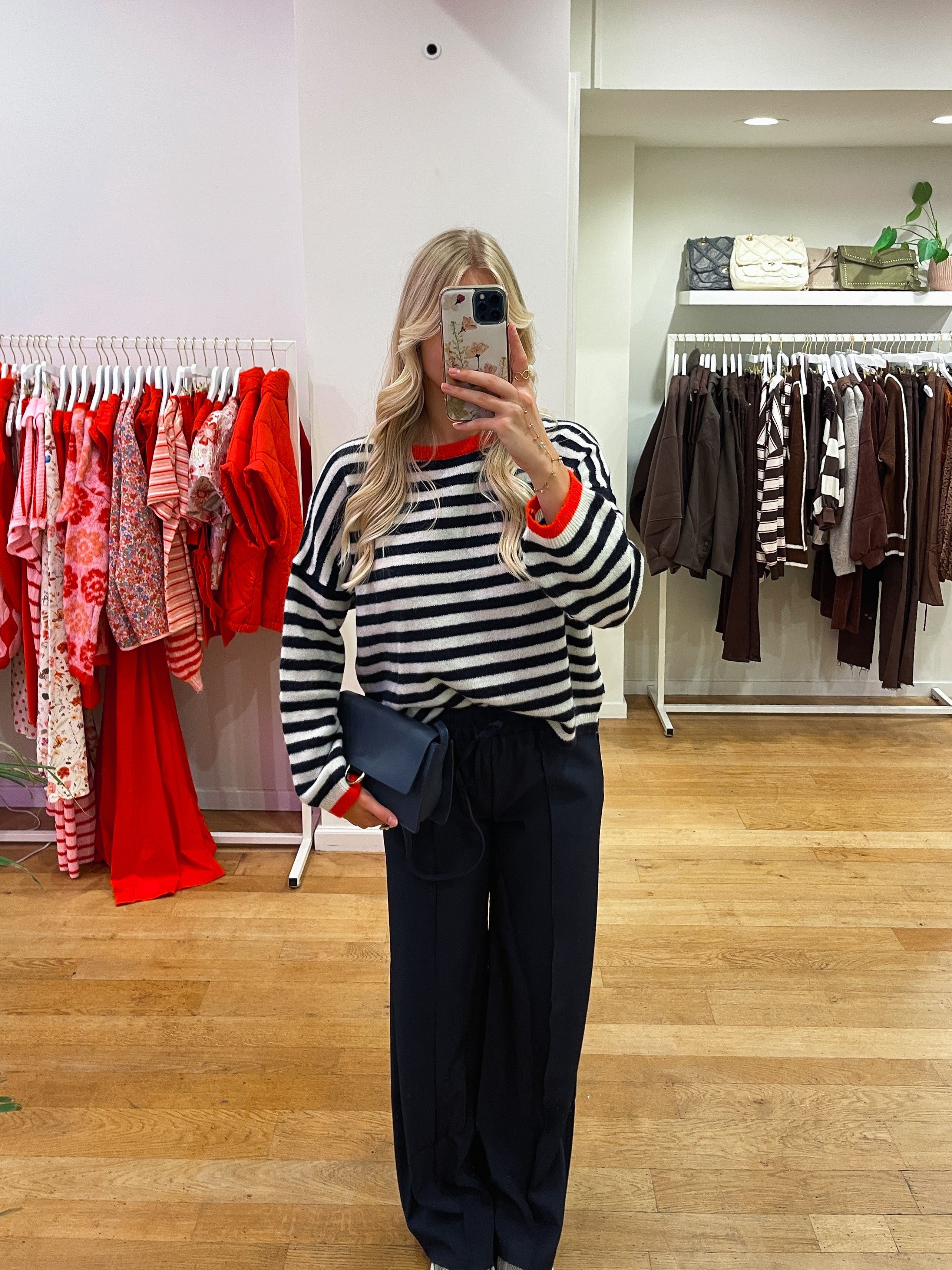Striped wool sweater navy