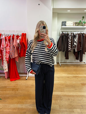 Striped wool sweater navy