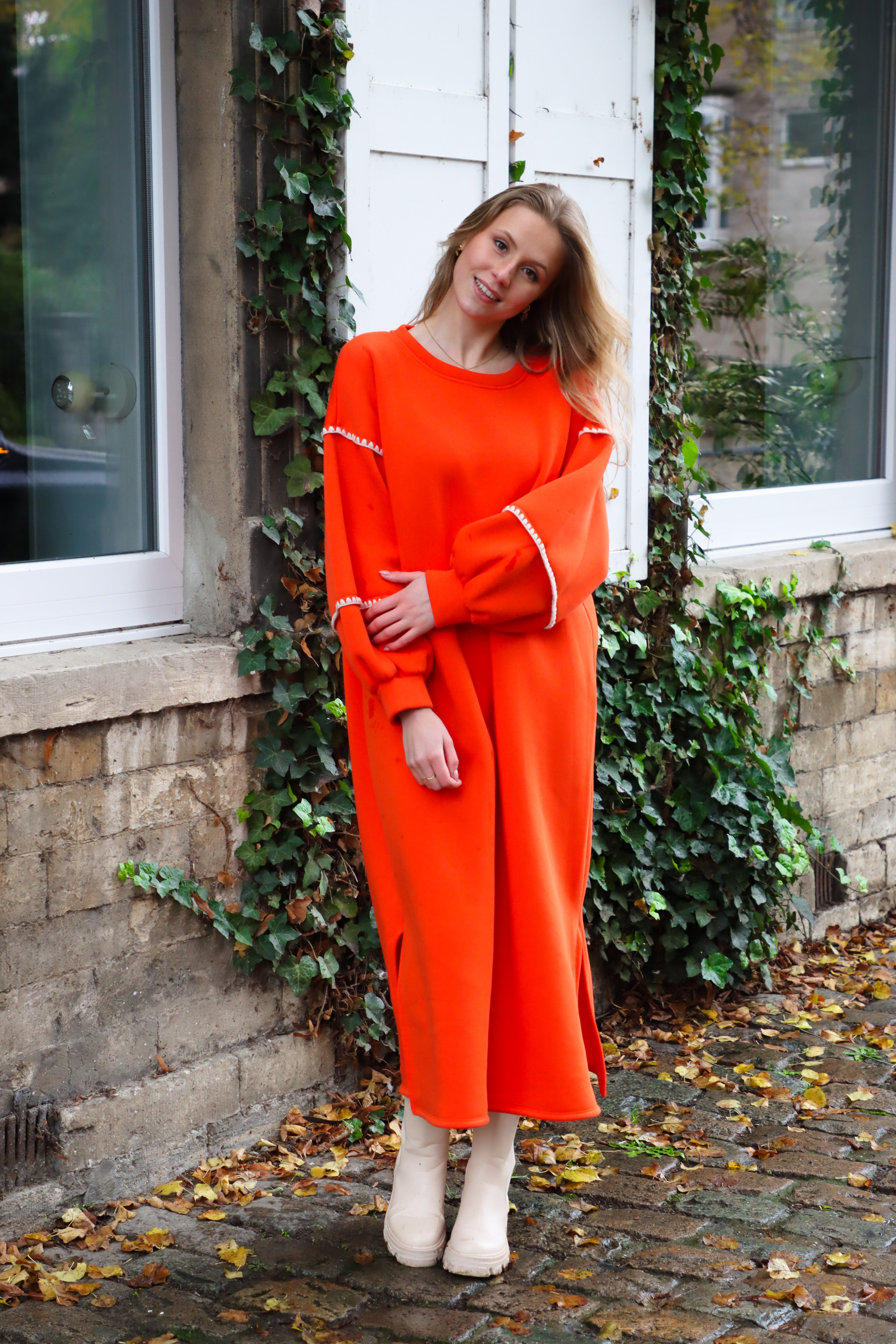 Embroidery dress orange