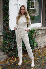 Corduroy jumpsuit crème