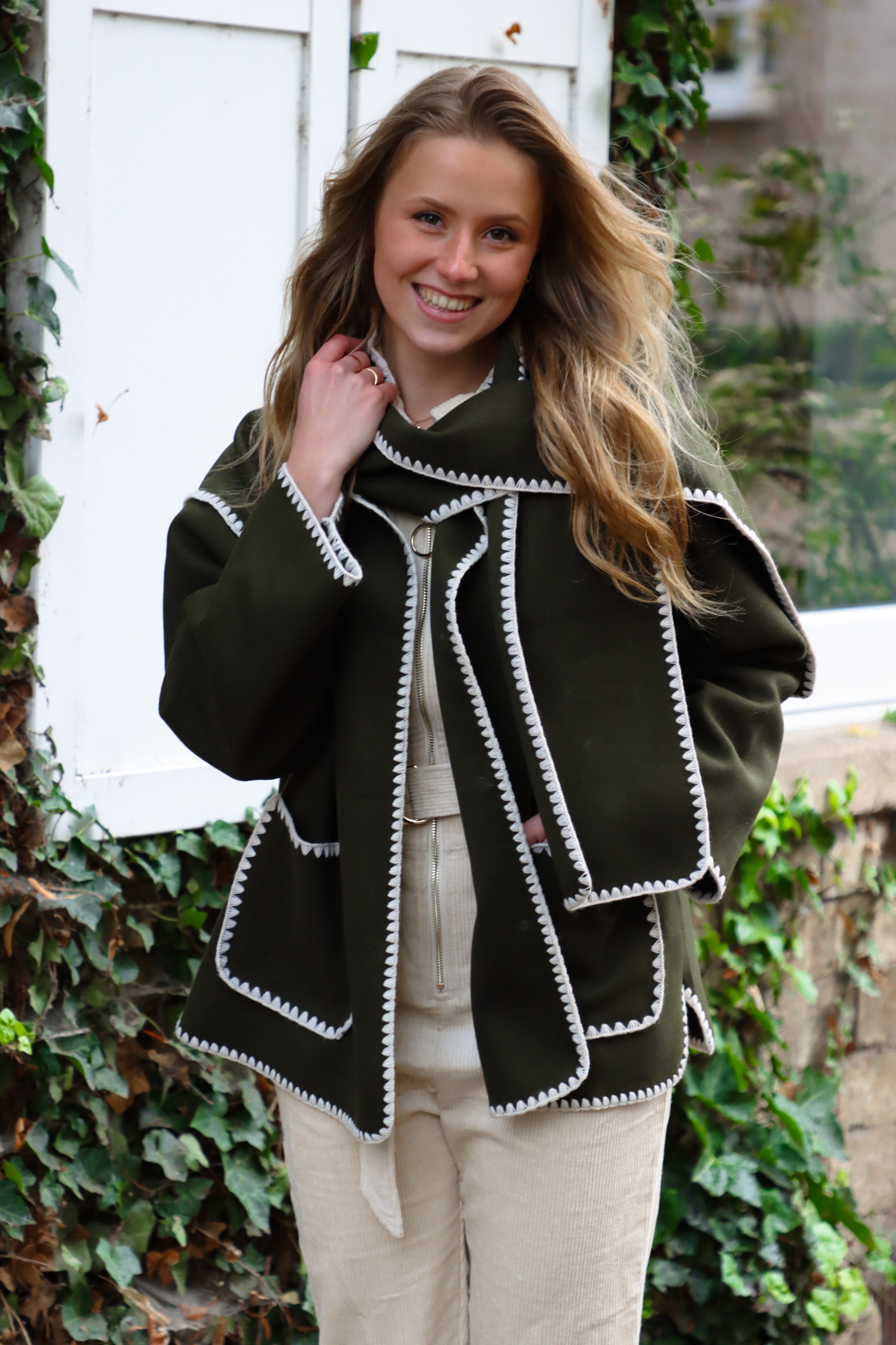 Kaki jacket + scarf