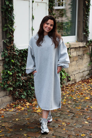 Embroidery dress grey shorter model