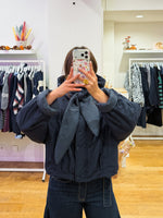 Warm jacket vichy navy