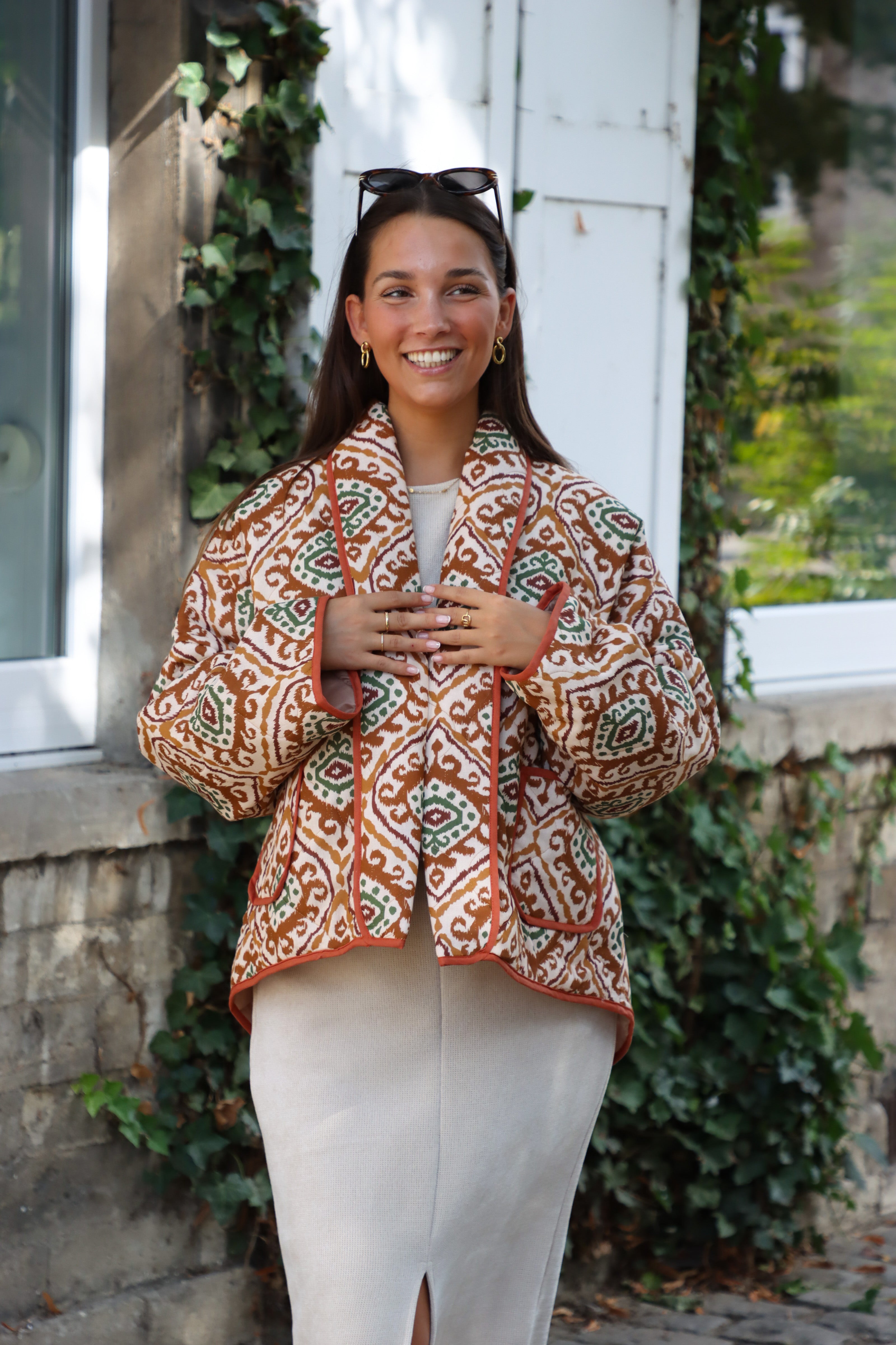 Jacket fall brown print