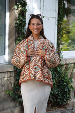Jacket fall brown print