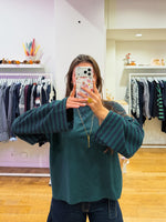 Longsleeve stripes green & navy