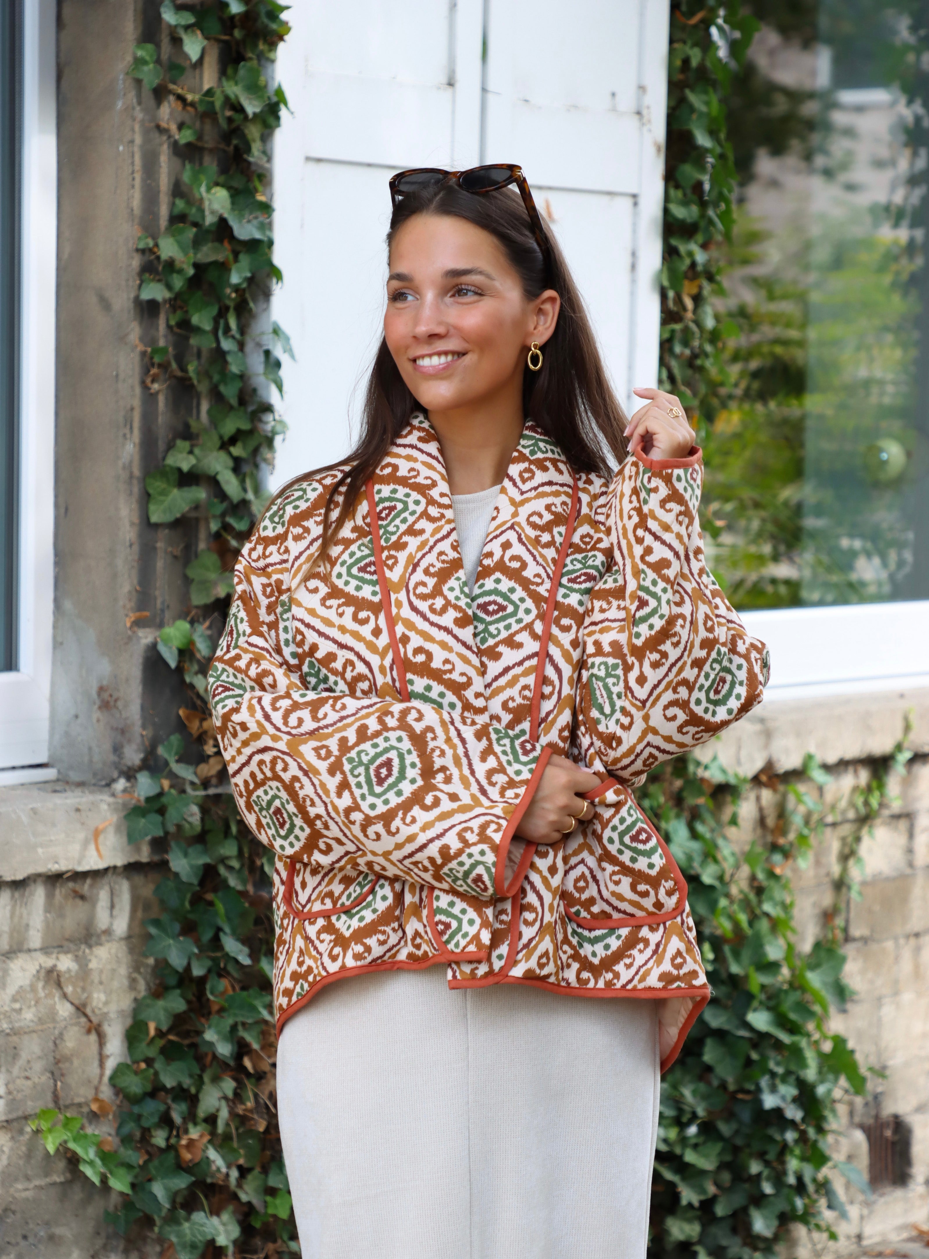 Jacket fall brown print