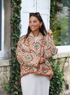Jacket fall brown print