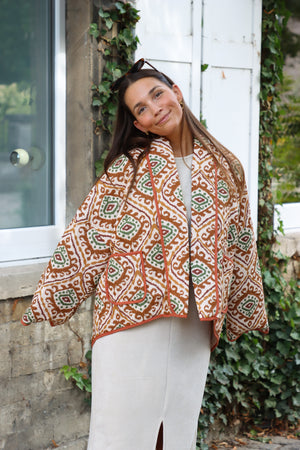 Jacket fall brown print