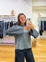 Longsleeve stripes navy & grey