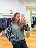 Longsleeve stripes navy & grey
