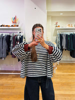Open back navy & red
