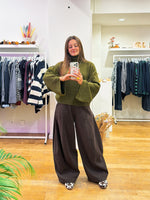 Kaki button sweater