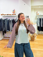 Longsleeve stripes grey & bordeaux