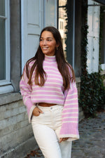 Sweater fall stripes pink