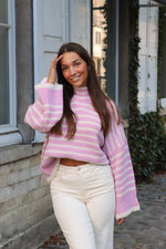 Sweater fall stripes pink